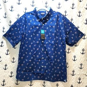 LAST CHANCE! LOWEST PRICE OFFERED! NWT Palm Tree Button Shirt Van Heusen Size XL